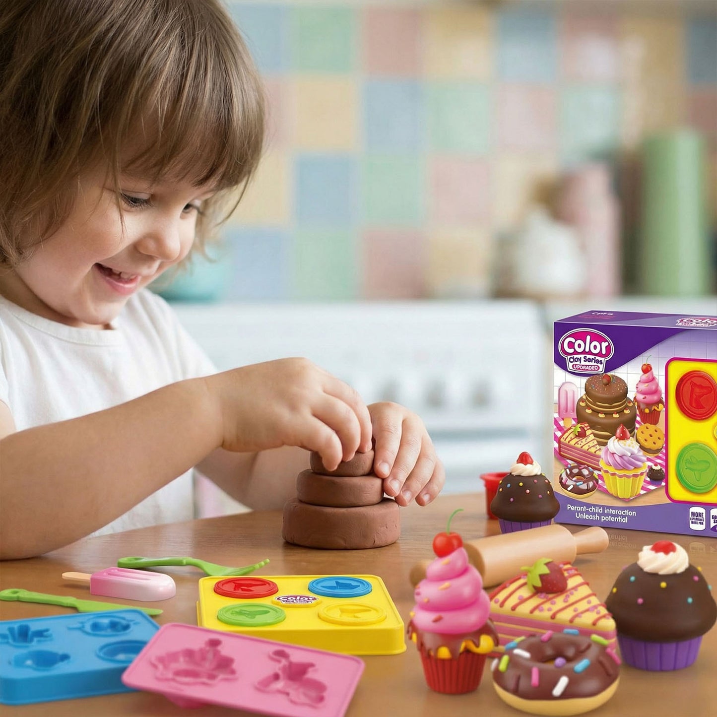 Children modeling clay dessert toy set