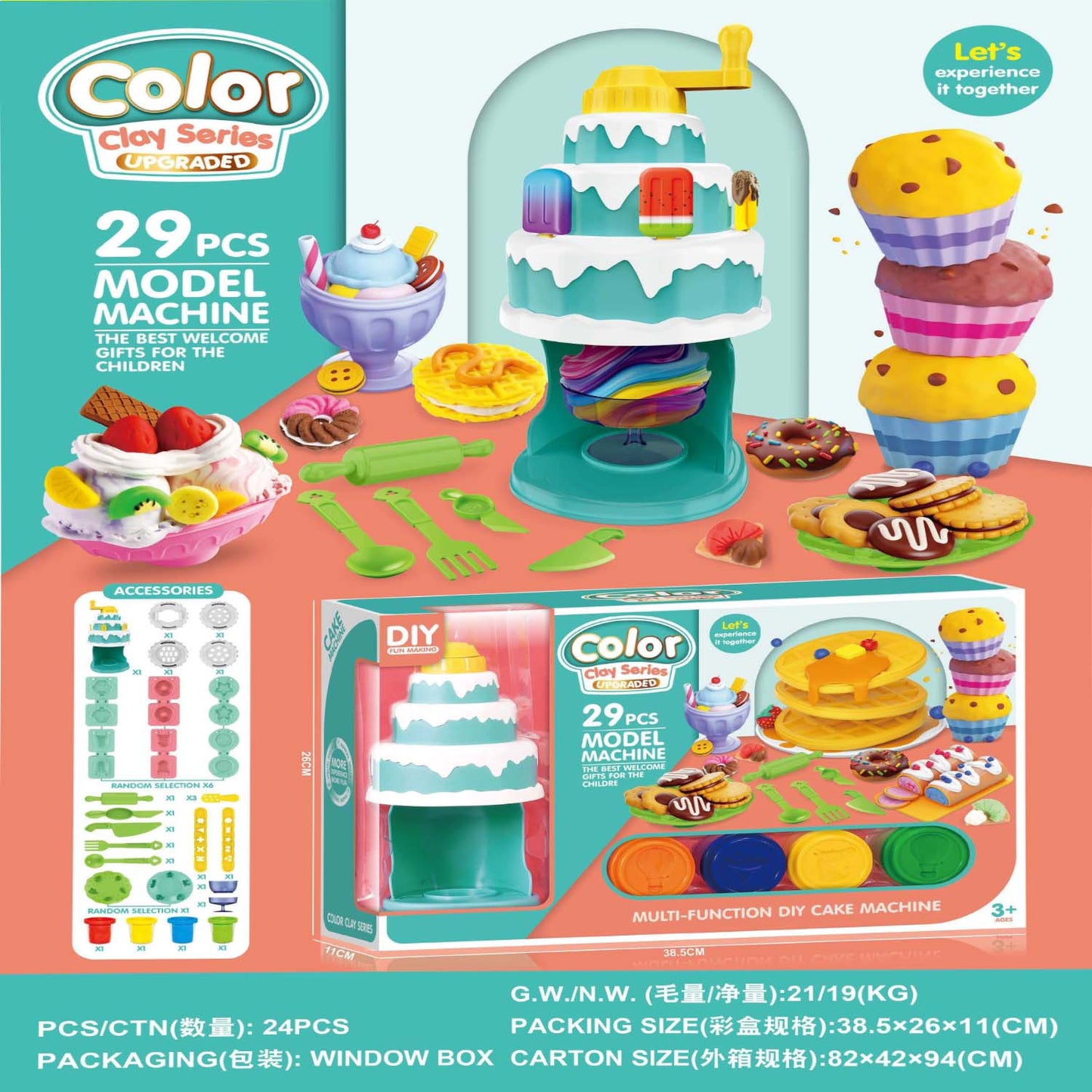 Color Clay Series model machine toy set with packaging 