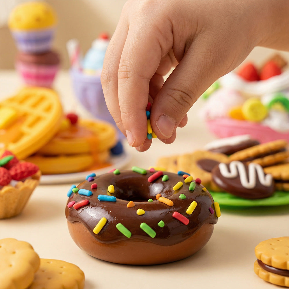Kids dessert color clay playset with waffle and cupcake molds