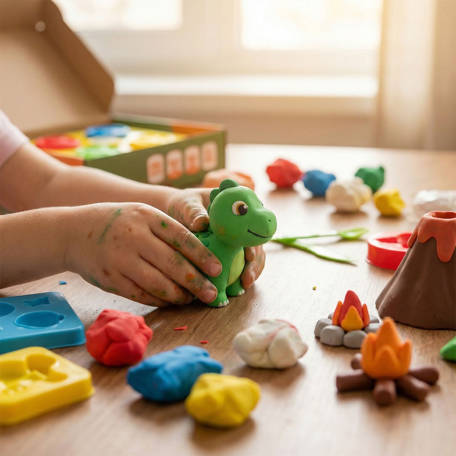 Creative dinosaur clay playset for kids