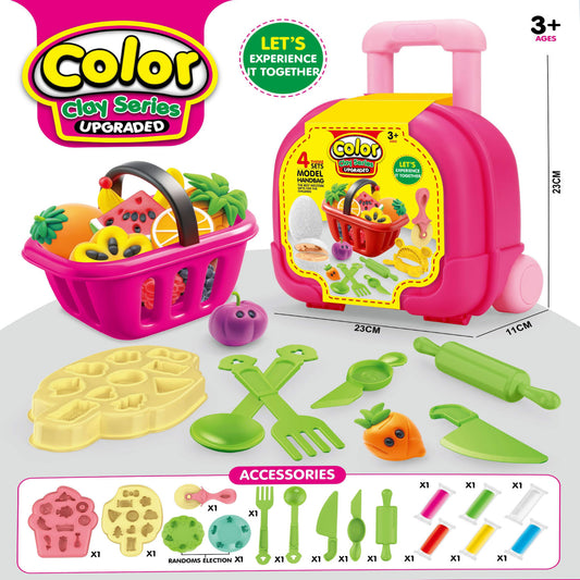 Color Clay Series toy set with pink suitcase, tools, and accessories