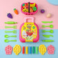 Creative clay playset for kids with portable trolley