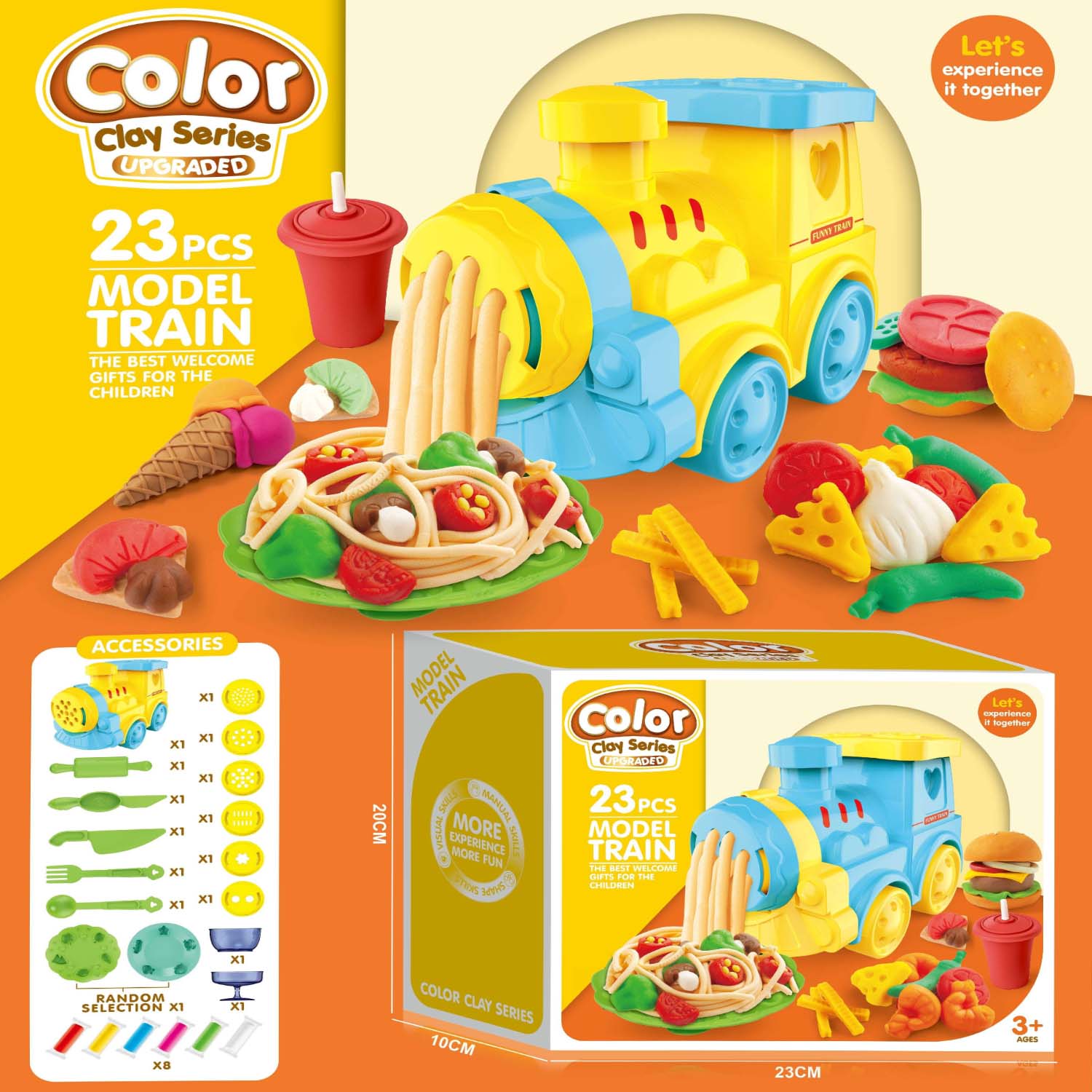 Color Clay Series model train set with accessories 