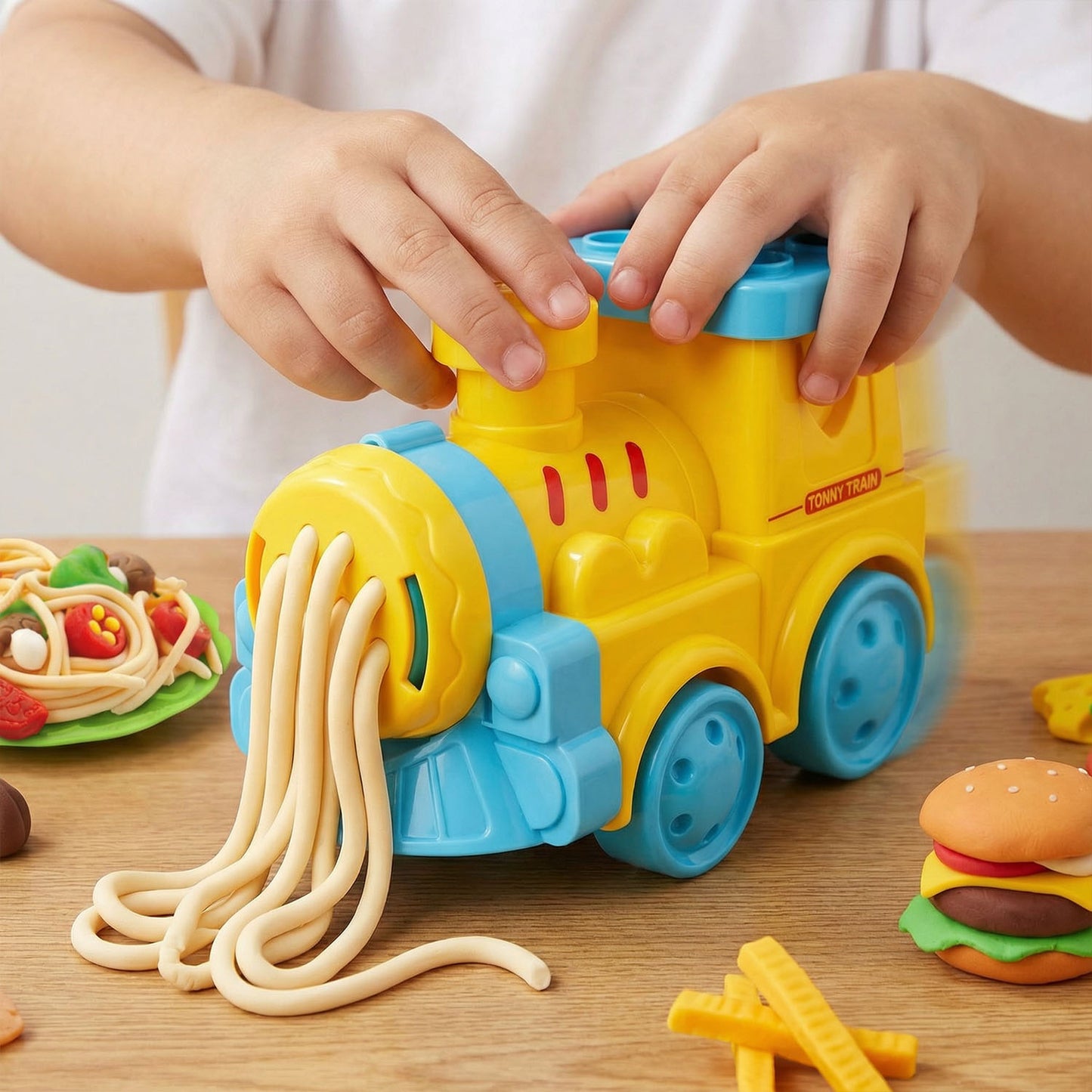 Kids non toxic modeling clay food train toy