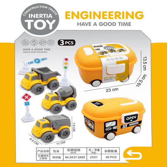 Kids engineering construction inertia toy set with storage box

Toddler construction truck push and go toy set

Construction vehicle inertia toy set with dump truck

Kids building and engineering toy trucks playset

Construction themed inertia toy set for toddlers