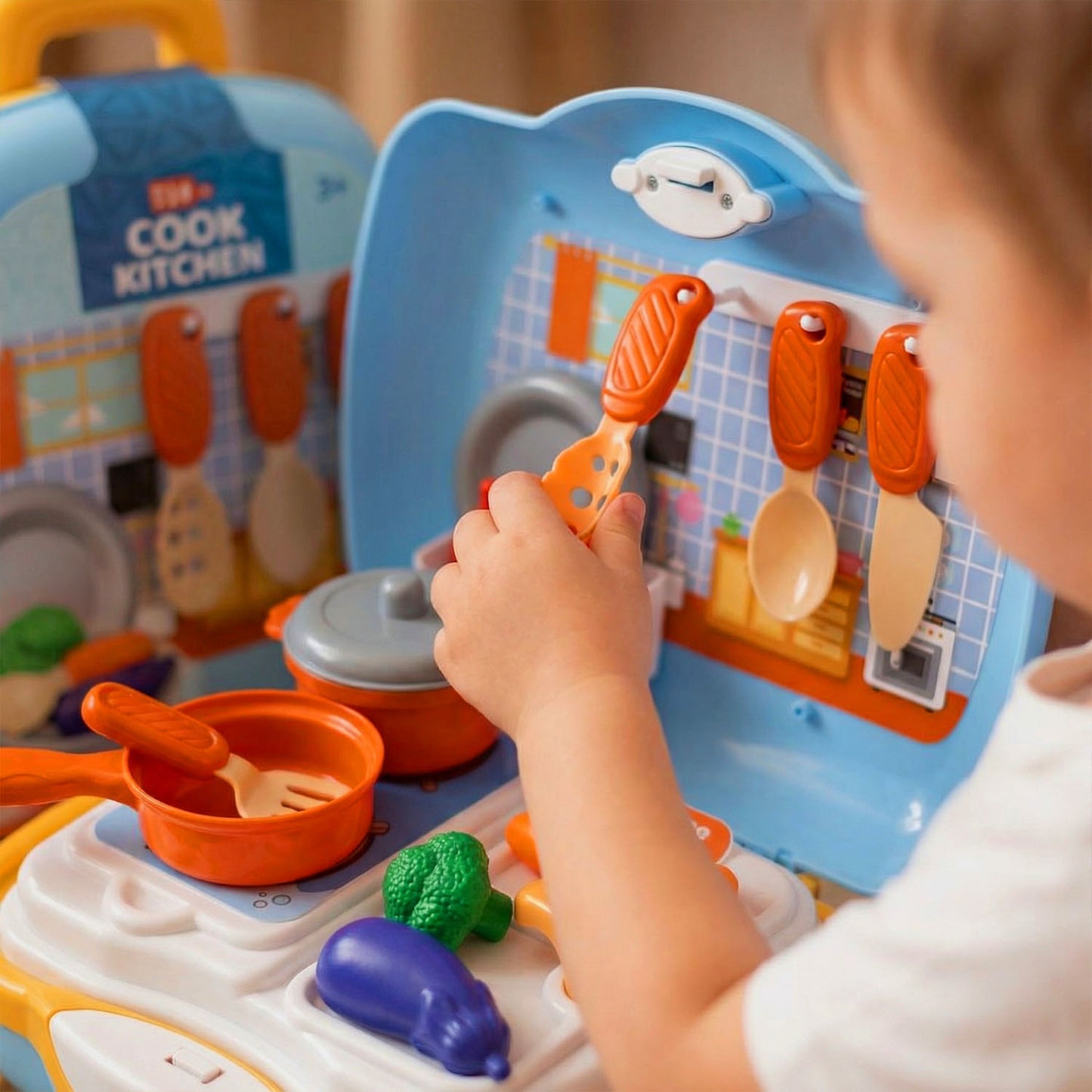 Portable kitchen role play toy for children