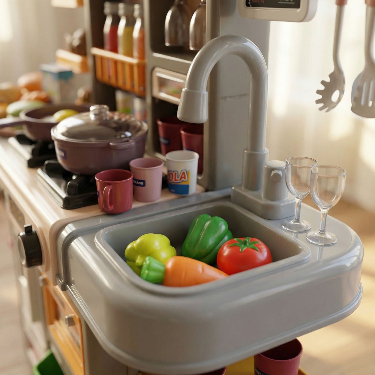 Role play kitchen toy with accessories