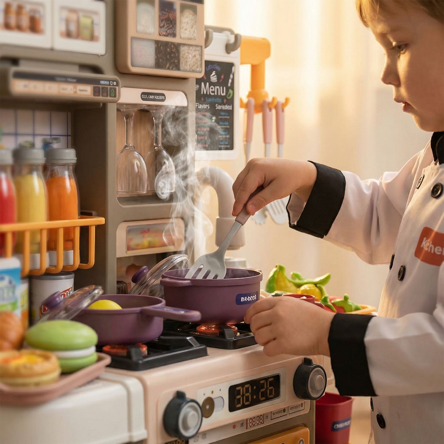 Role play kitchen toy with accessories