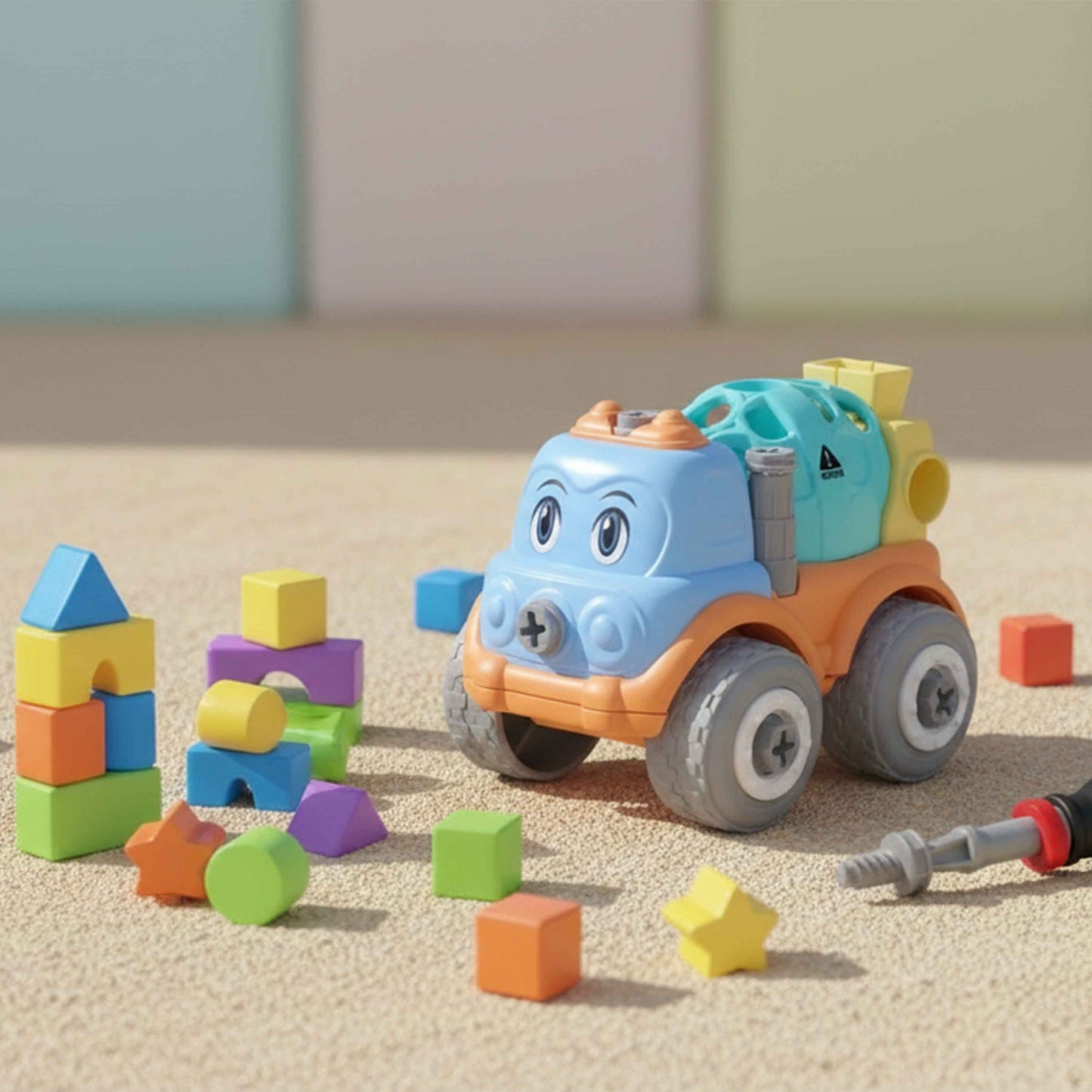 Kids DIY Take-Apart Cement Mixer Truck Toy with Screwdriver (11.5cm) – Building & Motor Skills