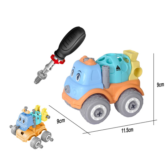 Kids DIY Take-Apart Cement Mixer Truck Toy with Screwdriver (11.5cm) – Building & Motor Skills
