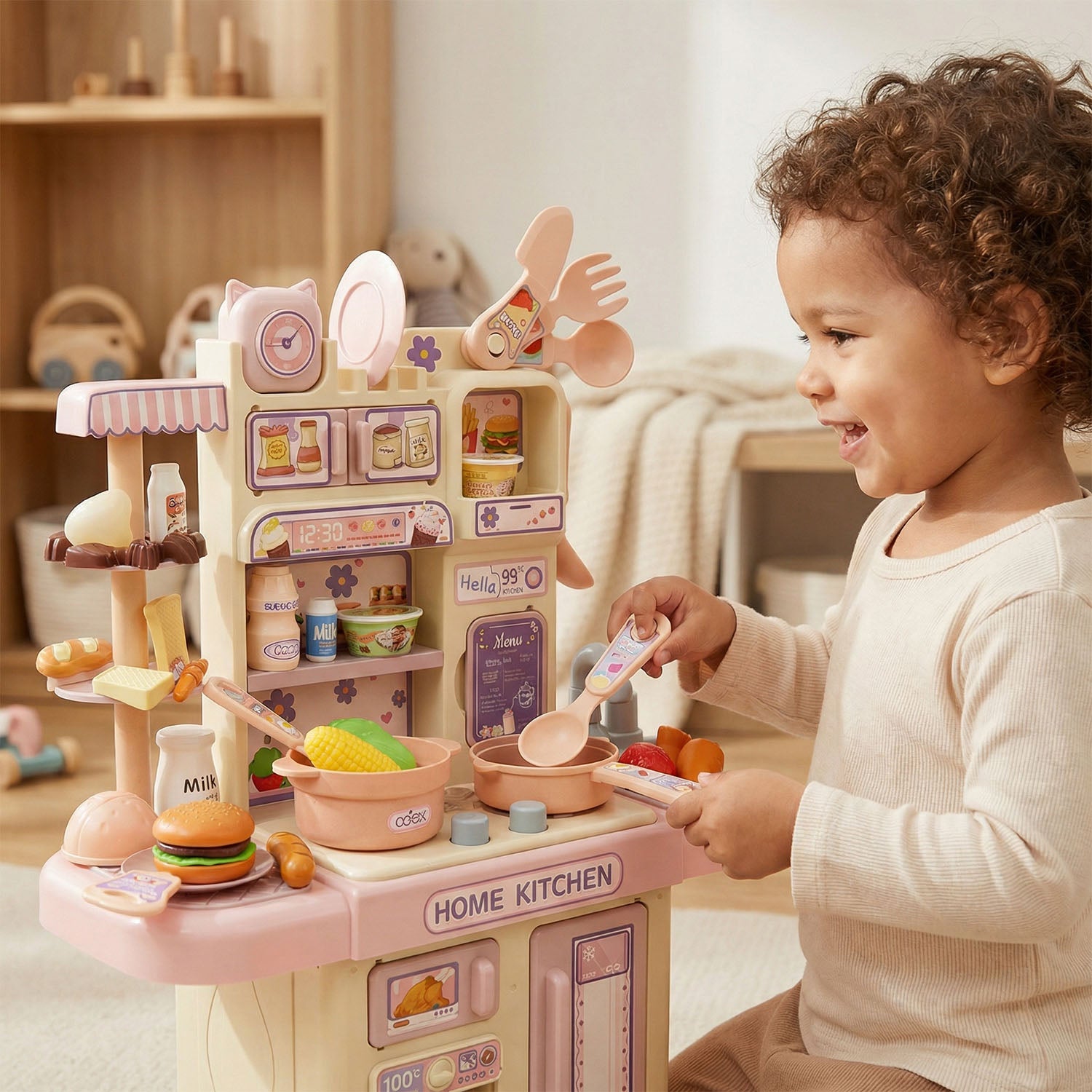Educational toy kitchen for toddlers