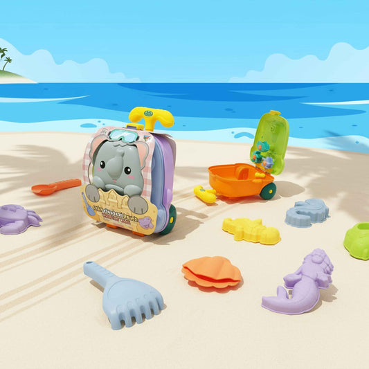 Elephant Sand Toy Suitcase Trolley Set – 8pcs (3+)
