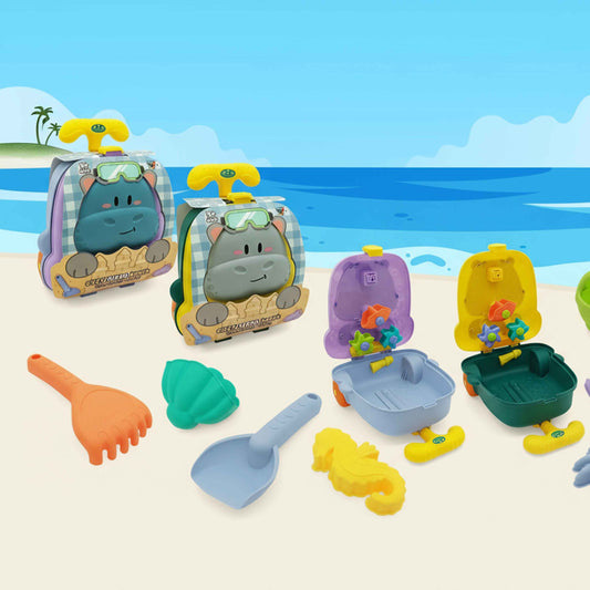 Hippo Beach Trolley 8-Piece Set in Qatar – Fun Sand Play Toy Collection