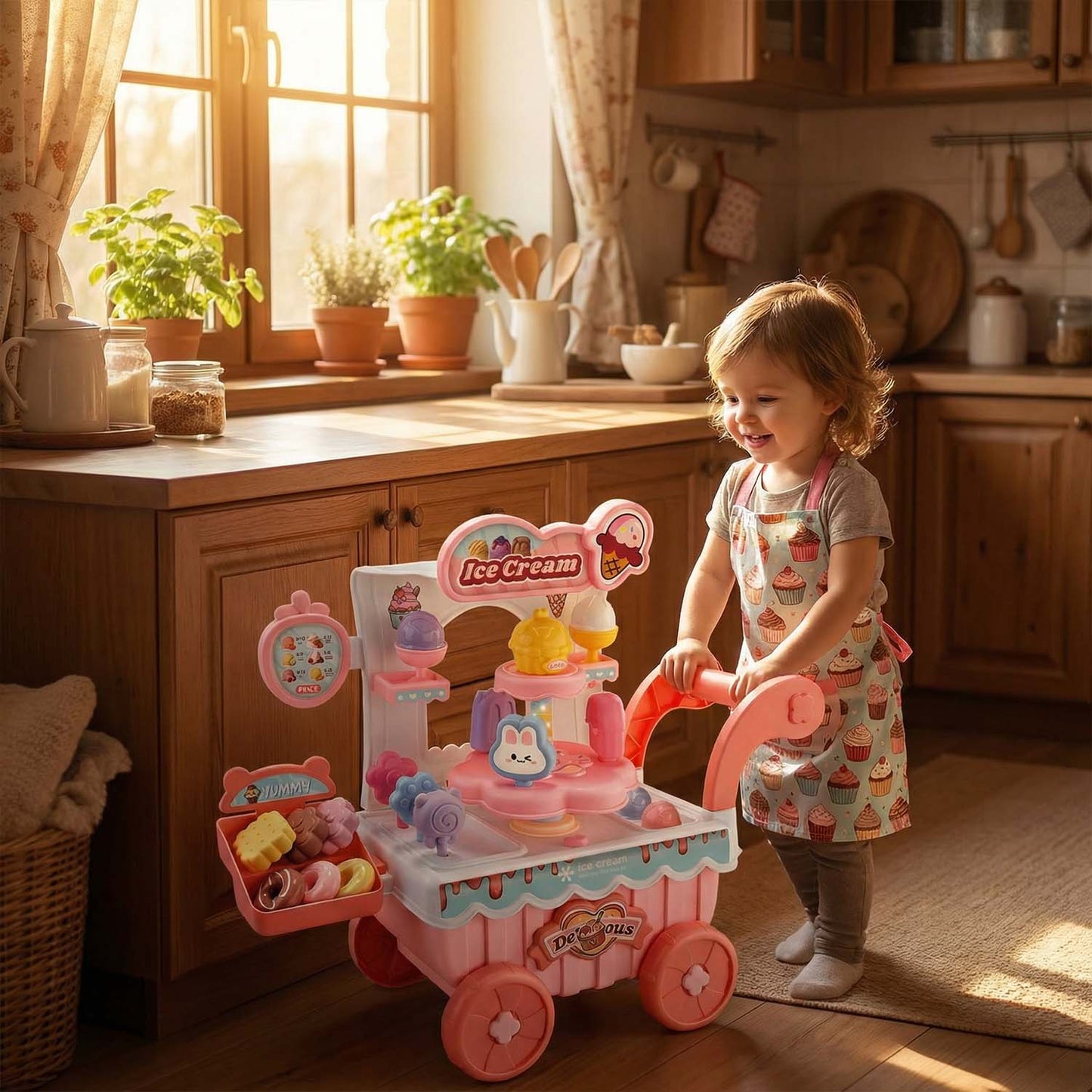 Dessert trolley role play toy with rotating display
