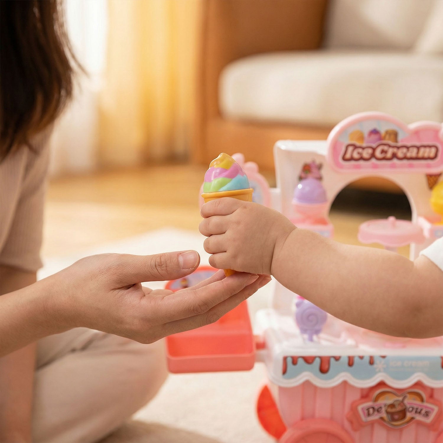 Dessert trolley role play toy with rotating display