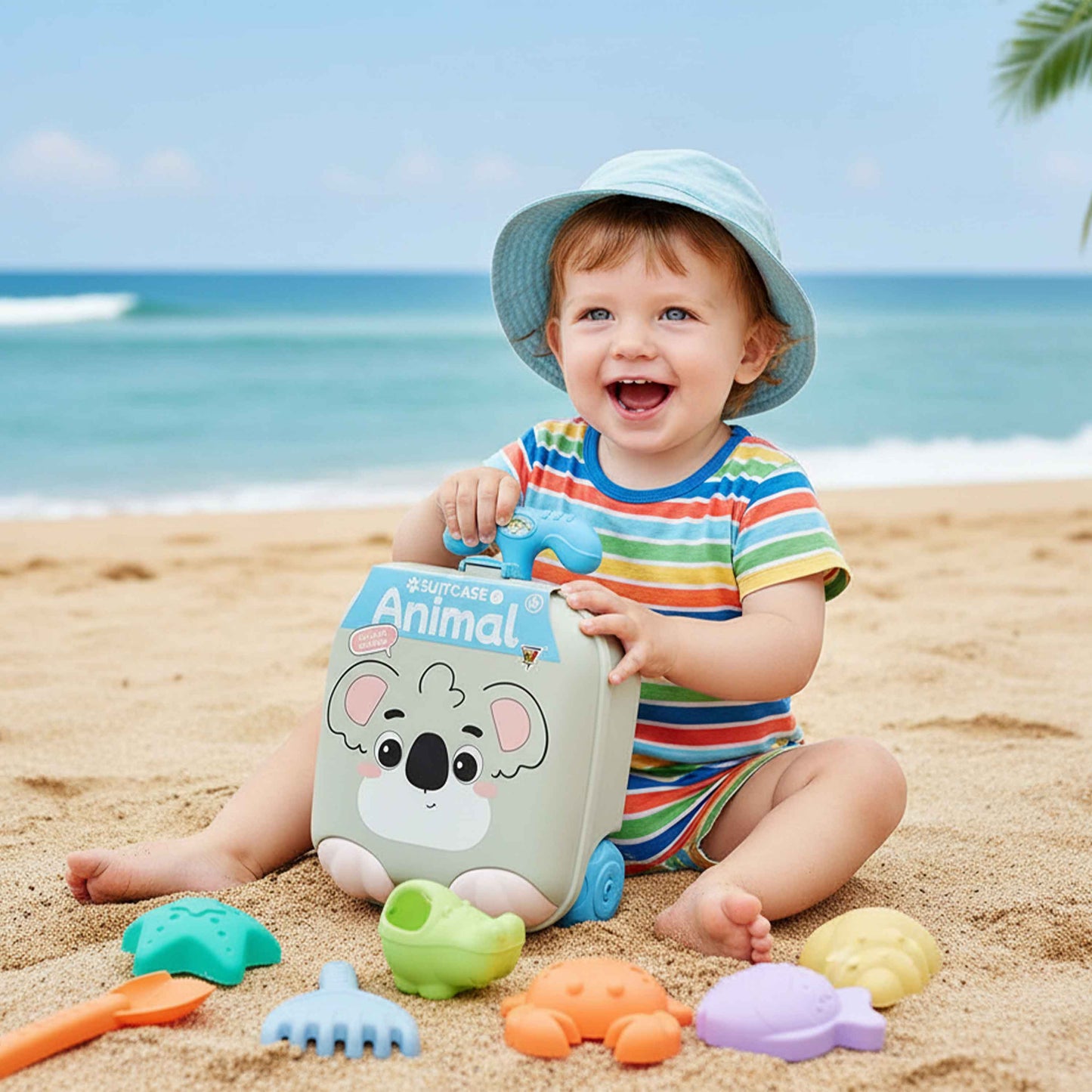 Koala Sand Toy Suitcase Trolley Set – 8pcs (Beach Toys)