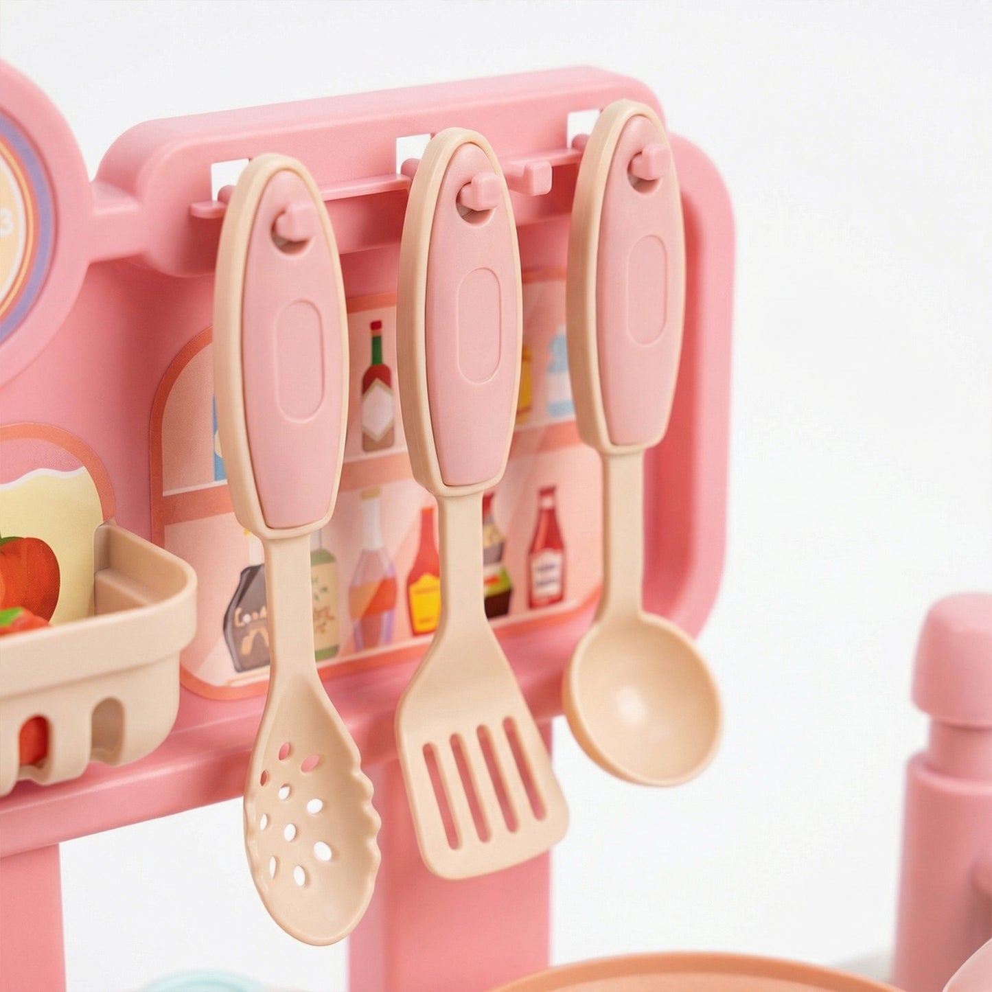 Mini Dream Kitchen Playset for Kids – Pink Toy Kitchen with 10 Accessories | Qatar