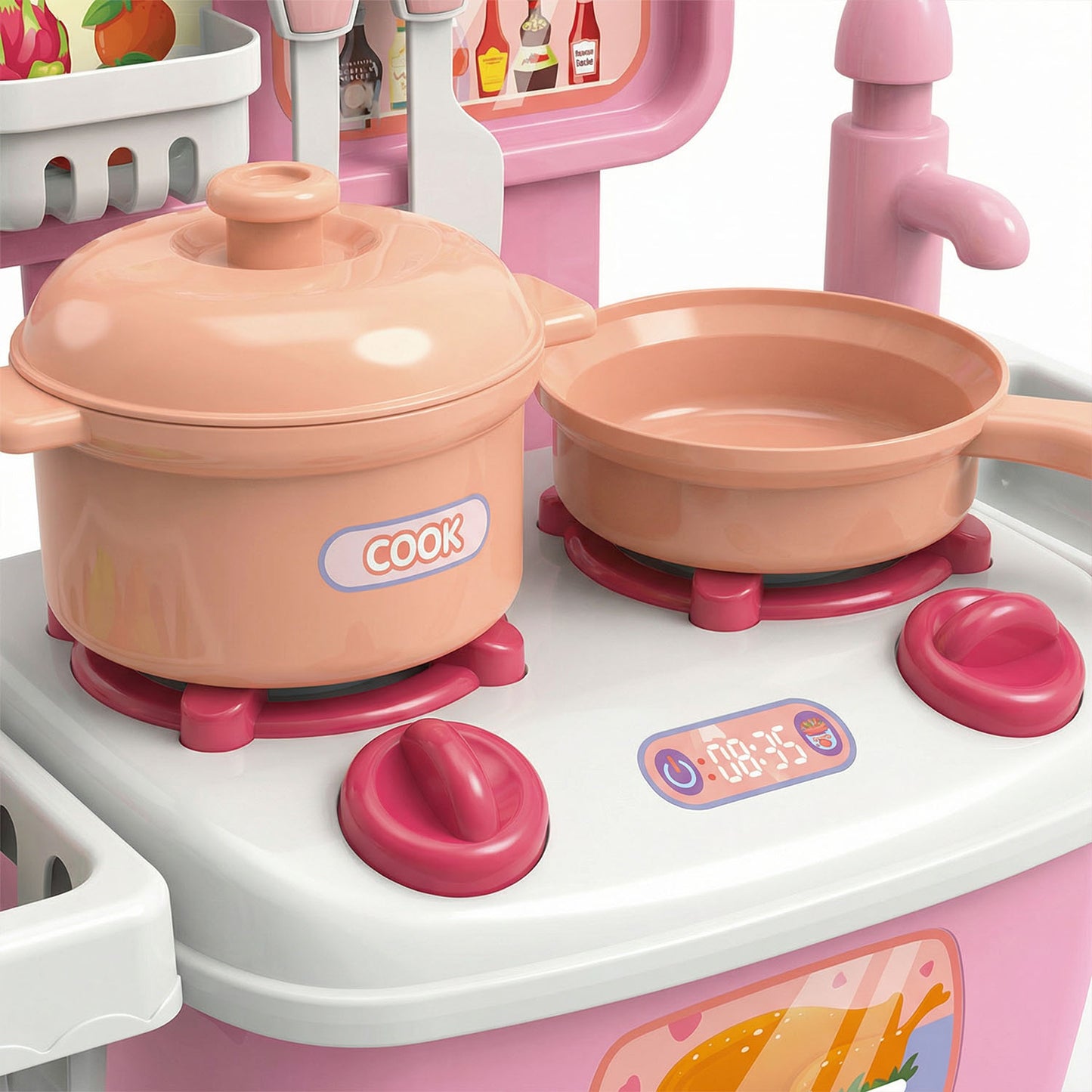 Mini Dream Kitchen Playset for Kids – Pink Toy Kitchen with 10 Accessories | Qatar