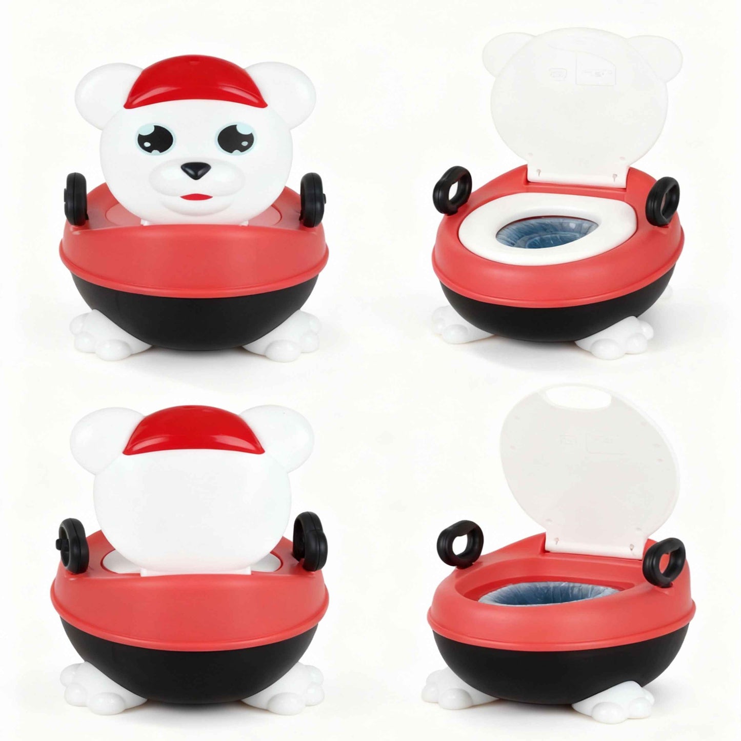 Children Music Toilet Potty Training Chair (Red/White Bear) – Light & Sound, Removable Bowl, 18M+, Max 45kg