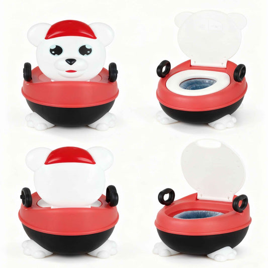 Children Music Toilet Potty Training Chair (Red/White Bear) – Light & Sound, Removable Bowl, 18M+, Max 45kg