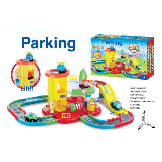 Kids parking garage playset with lift elevator, slide ramp and mini cars for toddlers

Colorful baby parking garage toy with manual lift and curved track design

Toddler parking garage playset for indoor imaginative vehicle play

Safe baby toy parking garage with slide and lift for ages 18 months and up

Early learning parking garage toy set with bright colors and moving parts