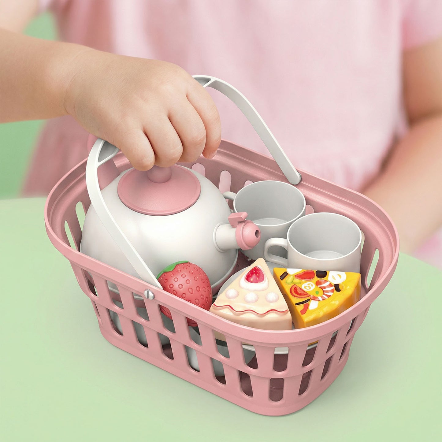 Kids Picnic Basket Kitchen Playset with Accessories – Pretend Cooking & Role Play Toy for Children | Qatar