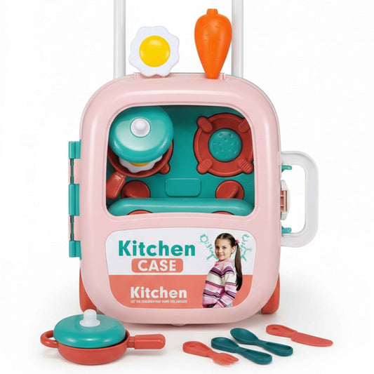 Kids Kitchen Play Set with Luggage Case – 14PCS Cooking Toy Set