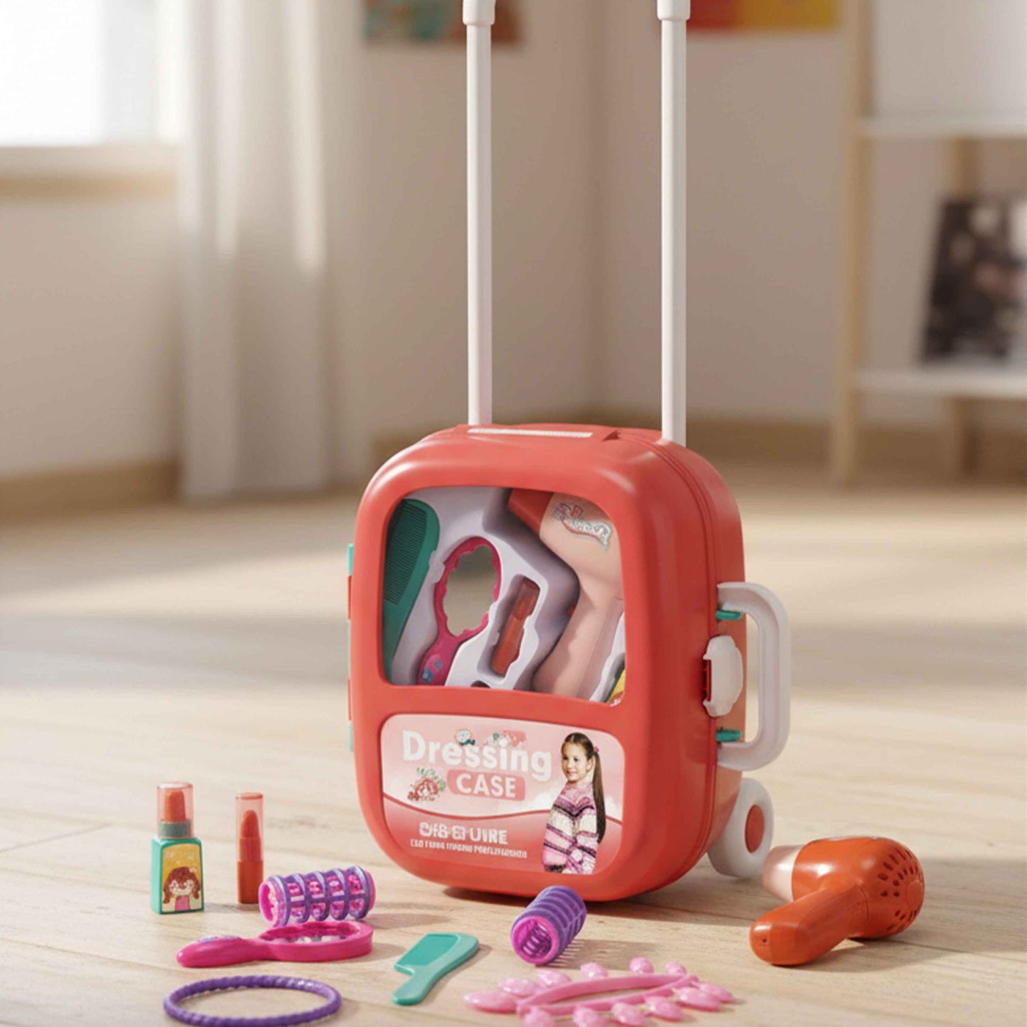 Kids Pretend Play Dressing Case Trolley Set 8pcs