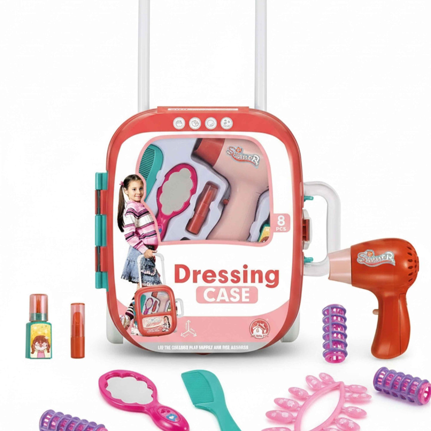 Kids Pretend Play Dressing Case Trolley Set 8pcs
