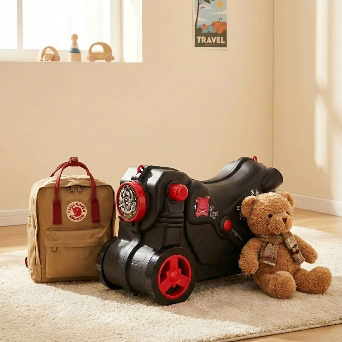 Kids Ride-On Suitcase Travel Toy with Pull Strap