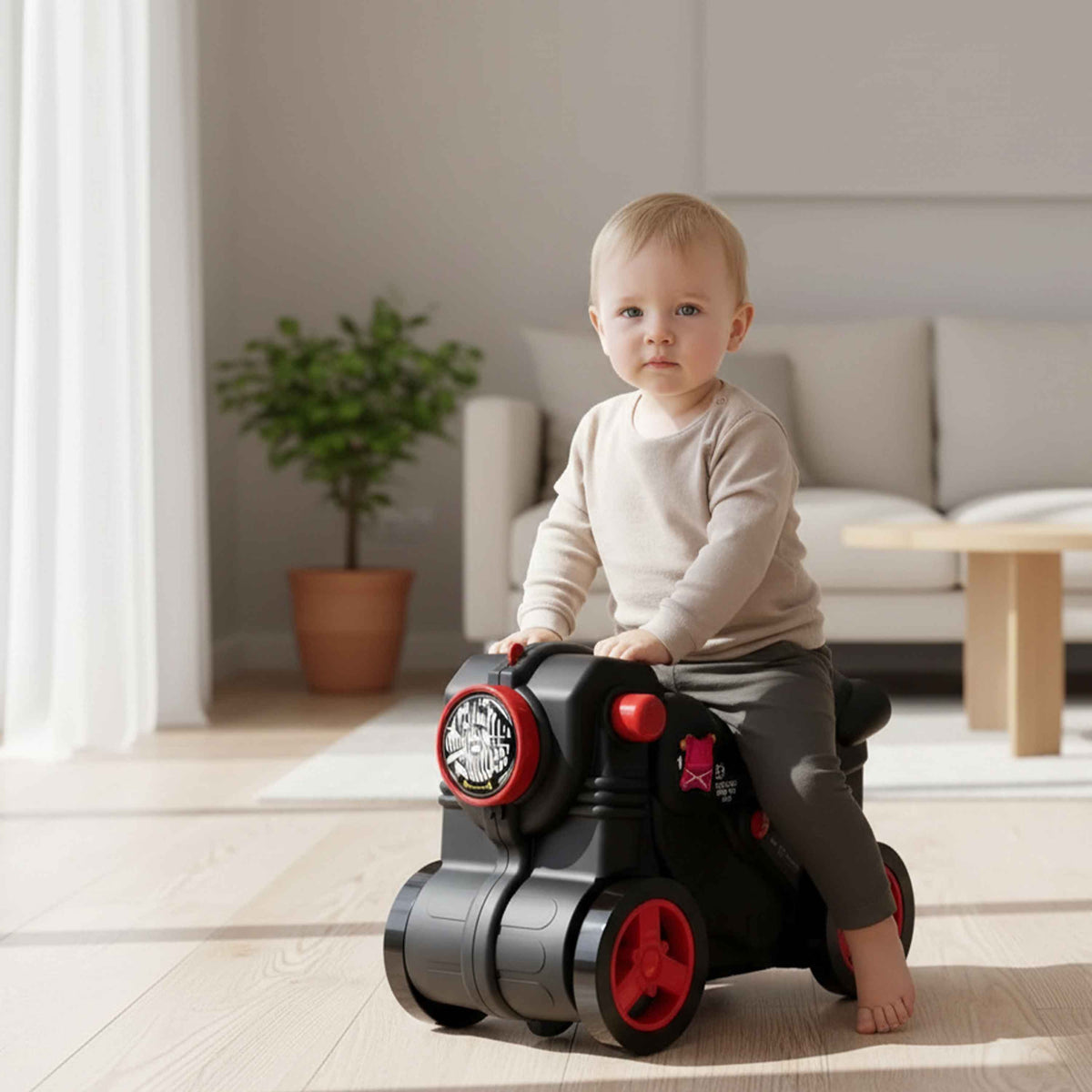 Kids Ride-On Suitcase Travel Toy with Pull Strap