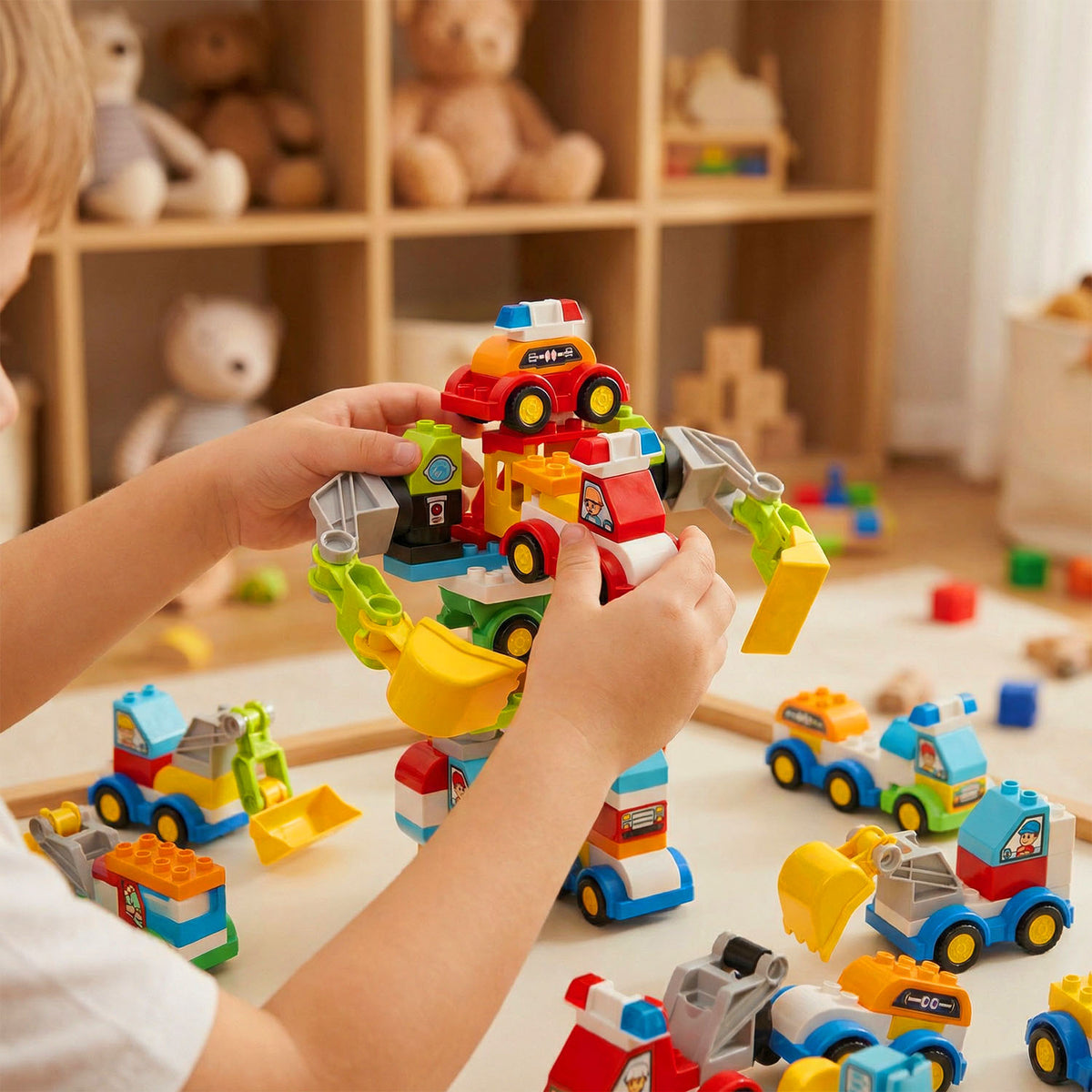 Kids DIY robot and car construction blocks