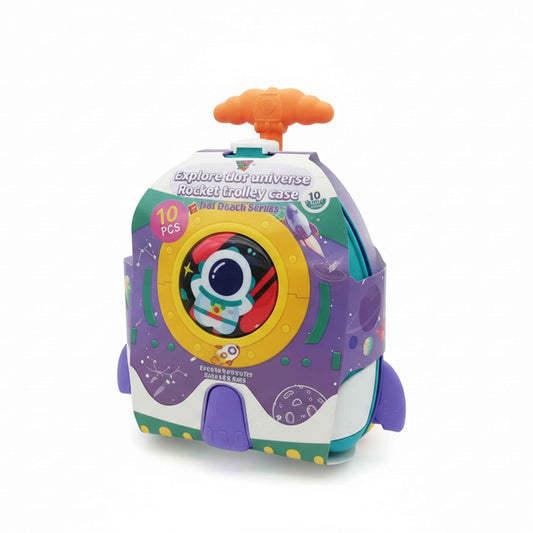 Rocket Space Sand Toy Suitcase Trolley Set – 10pcs