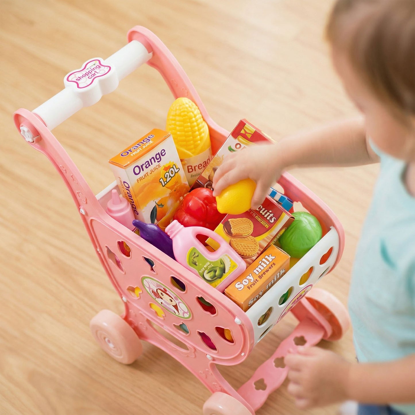 Kids Shopping Cart Toy Playset with Accessories – Pretend Supermarket Role Play for Children | Qatar