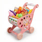 Children supermarket shopping cart toy with food accessories