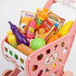Children supermarket shopping cart toy with food accessories