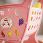 Kids pretend shopping cart toy with fruits and grocery items