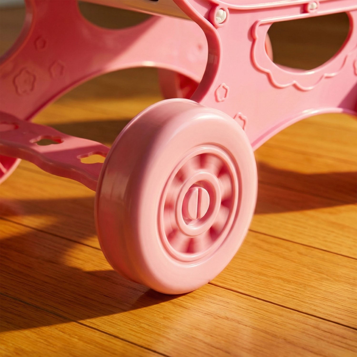 Plastic kids shopping trolley toy with smooth wheels