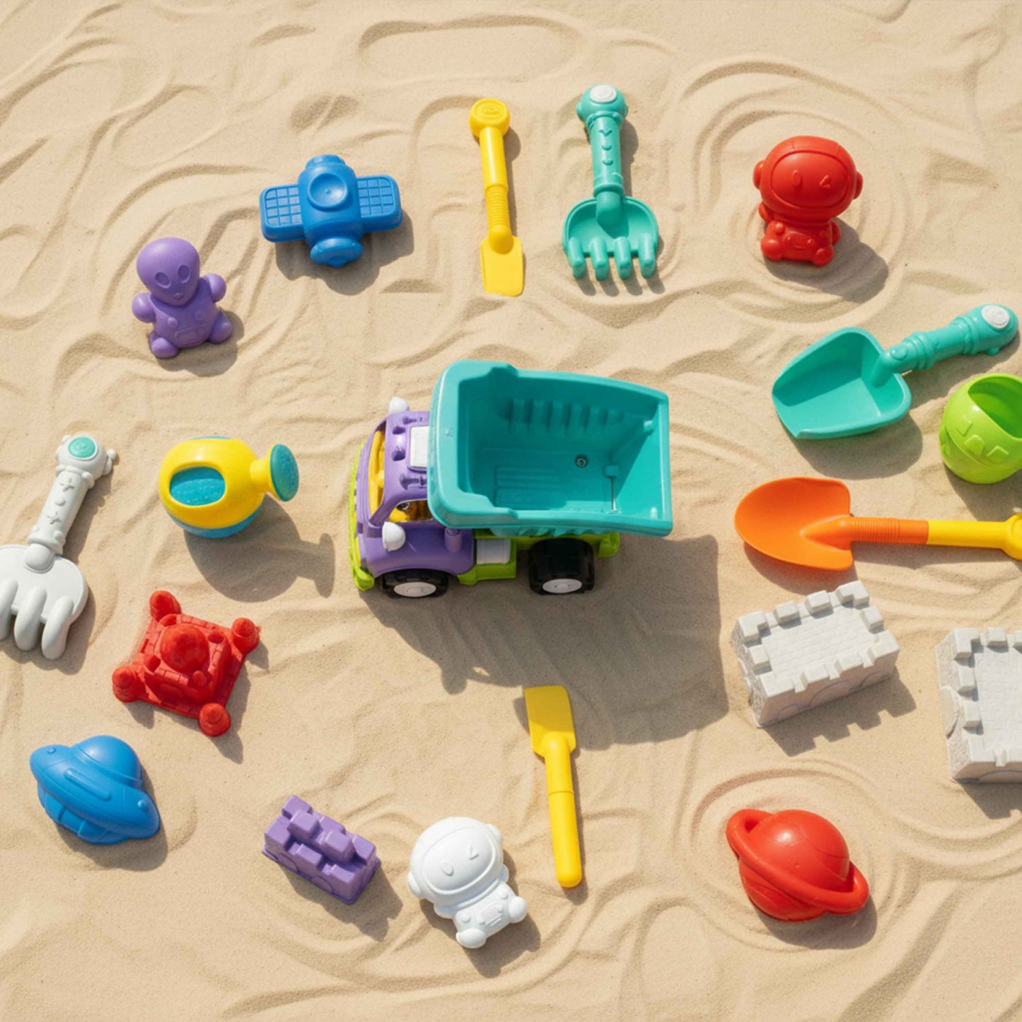 Kids Space Sand Toy Dump Truck Set – 13pcs (Big Truck)