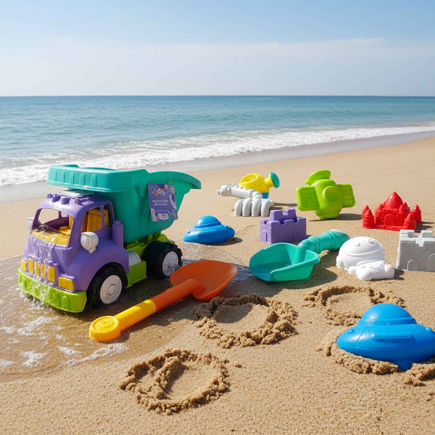 Kids Space Sand Toy Dump Truck Set – 13pcs (Big Truck)