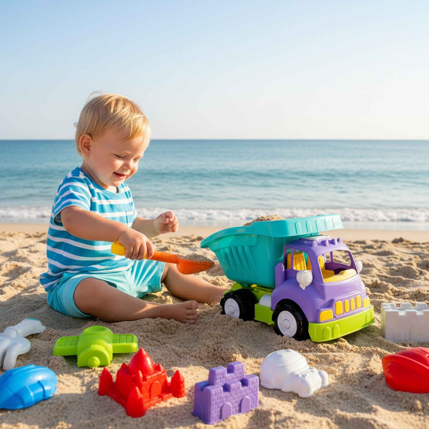 Kids Space Sand Toy Dump Truck Set – 13pcs (Big Truck)