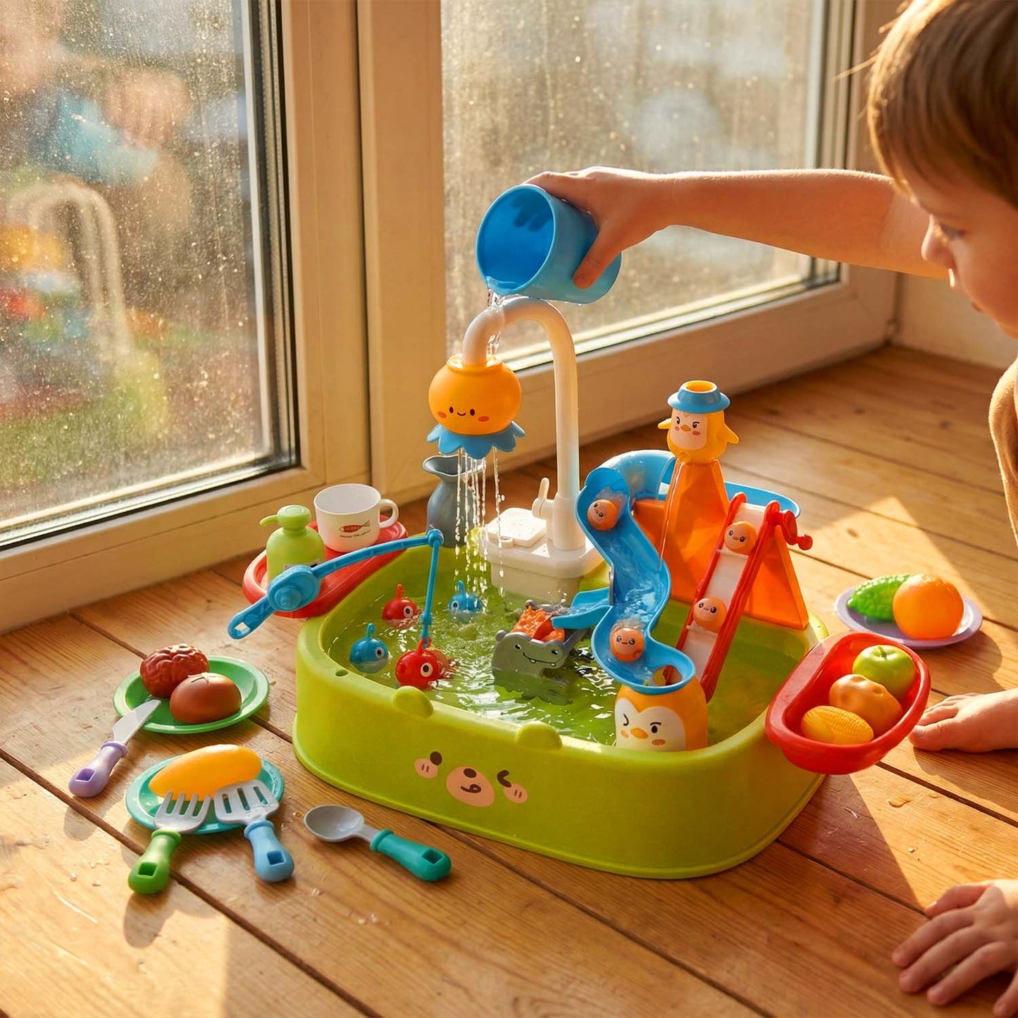 Interactive sink water playset for toddlers