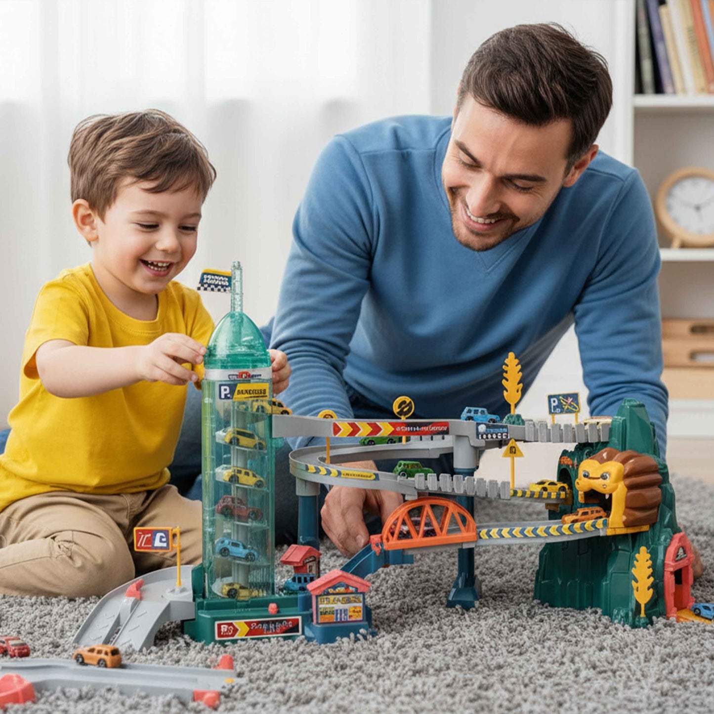 Lion Mountain Adventure Track Car Toy Set – Interactive Playset for Kids