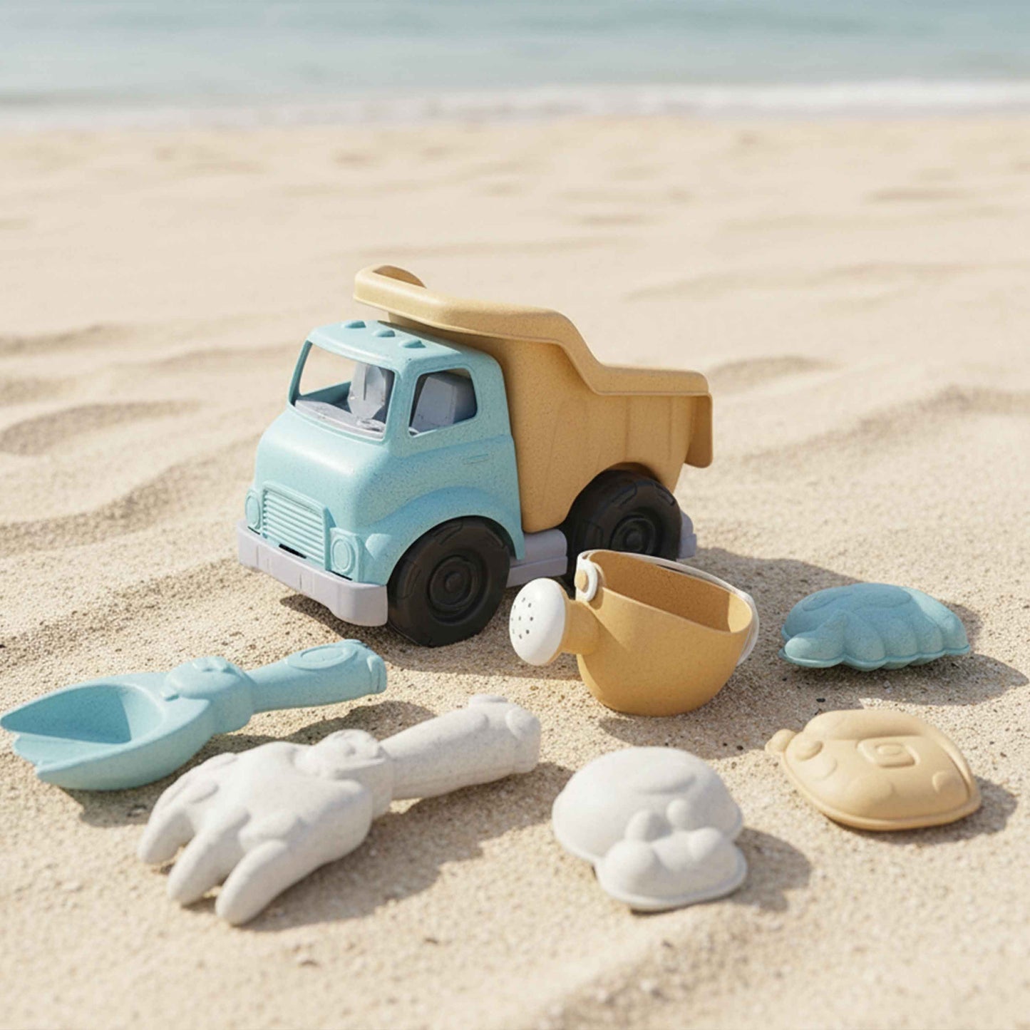 Beach Sand Toys Set: Dump Truck + Shovel + Molds (Kids)