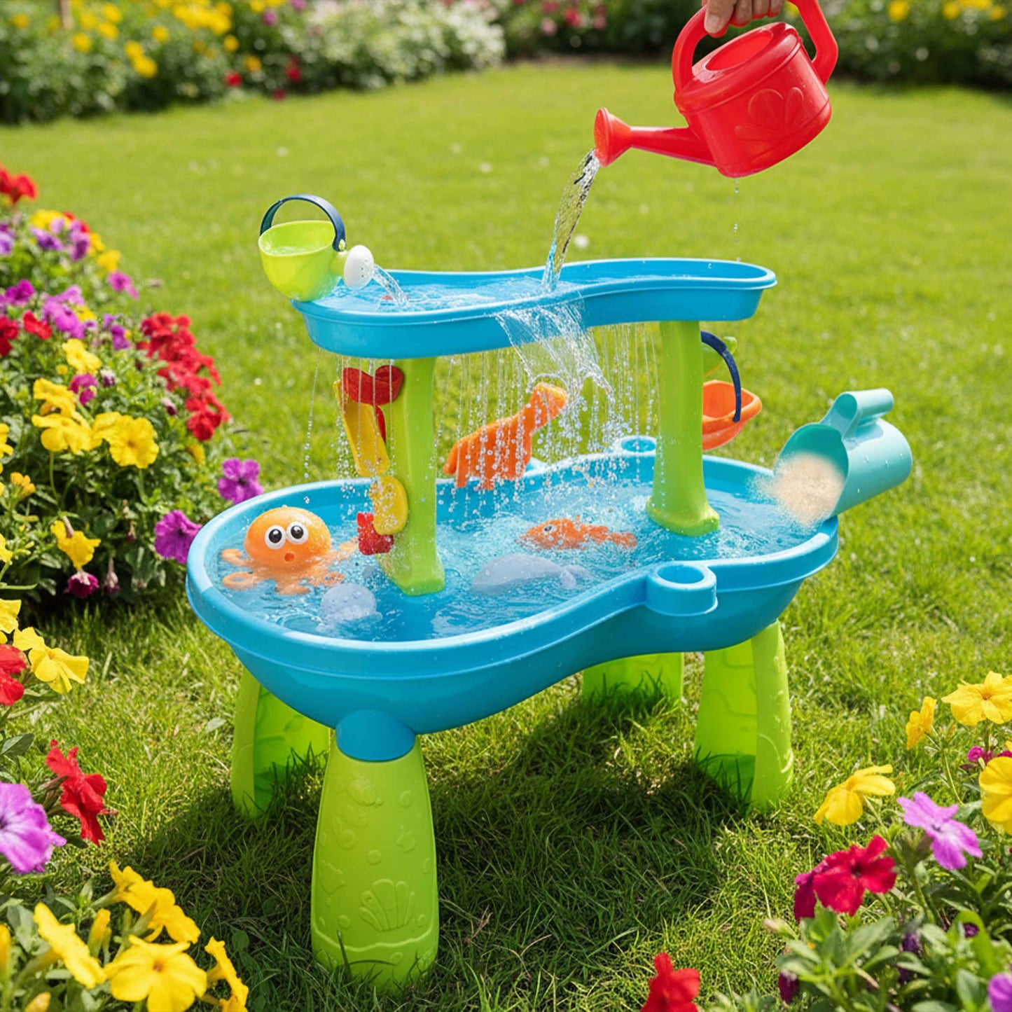 Kids Sand Water Play Table with Waterfall & Accessories (3+)