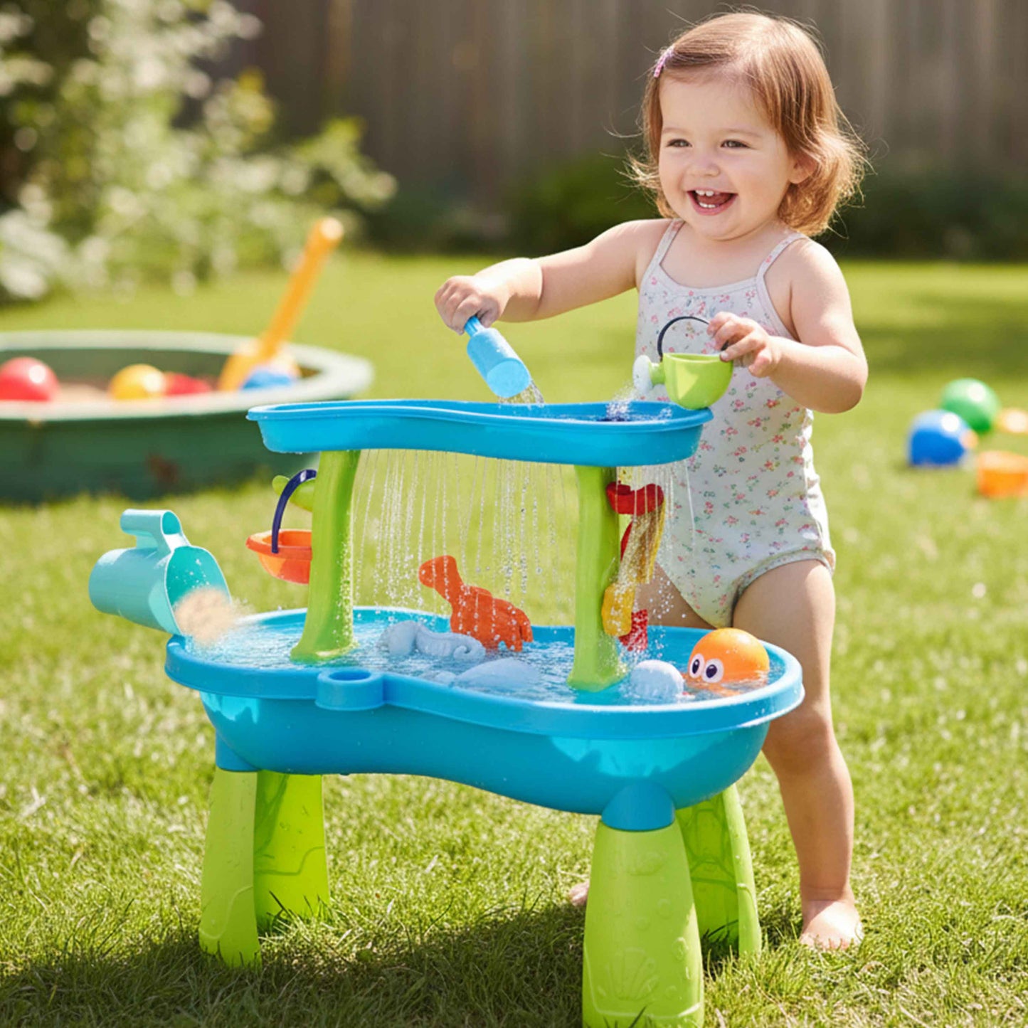 Kids Sand Water Play Table with Waterfall & Accessories (3+)