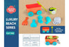 Luxury beach toys set in Qatar for kids, including wagon, shovel, rake, bucket, and fun animal molds like whale, octopus, and seahorse for sand play.

مجموعة ألعاب شاطئية فاخرة للأطفال في قطر، تشمل عربة، مجرفة، جرافة، دلو، وقوالب حيوانات ممتعة مثل الحوت والأخطبوط وحصان البحر للعب بالرمل.d