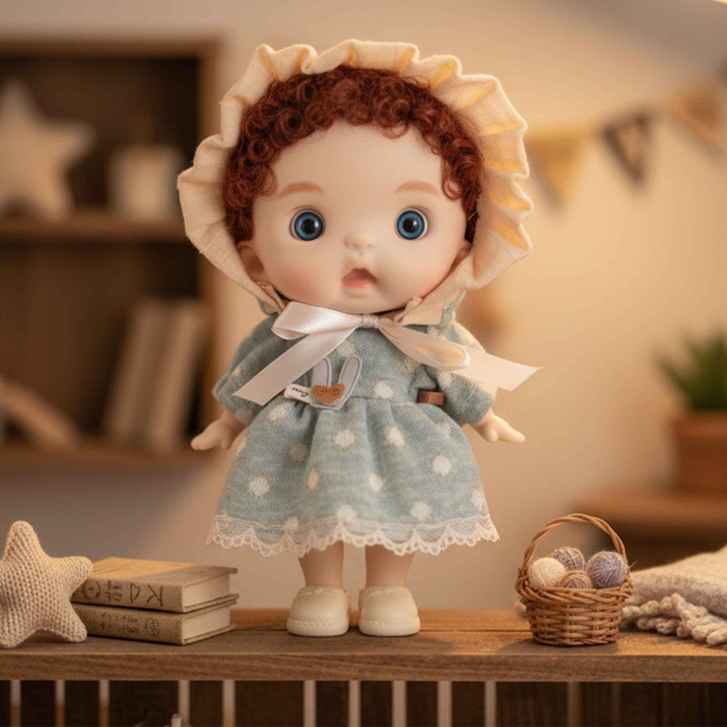 Lynmon Baby (blue dress, bonnet hat)
