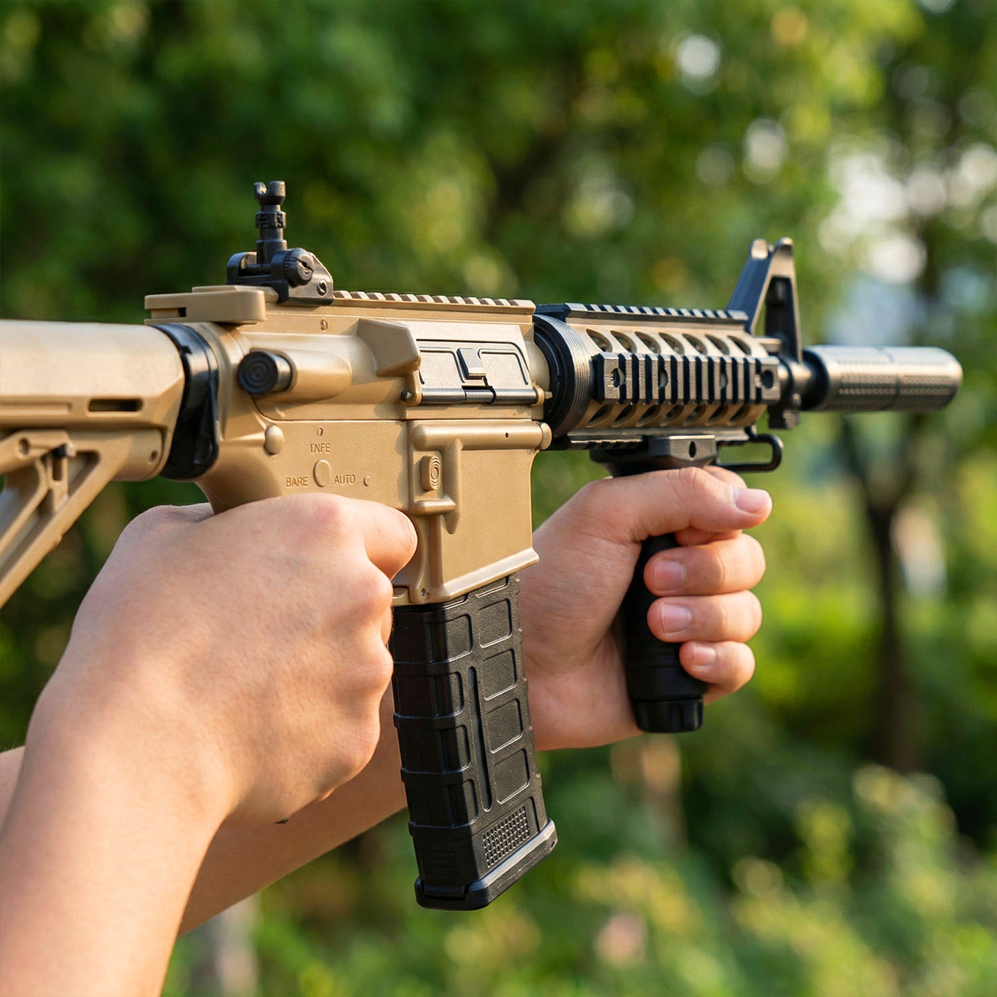 Electric M4A1 gel ball blaster toy with adjustable stock and tactical rail