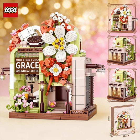 1307 piece Magnolia Coffee building blocks model for creative display